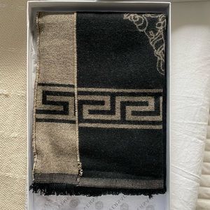 NWT Versace Scarf Unisex tan and black
